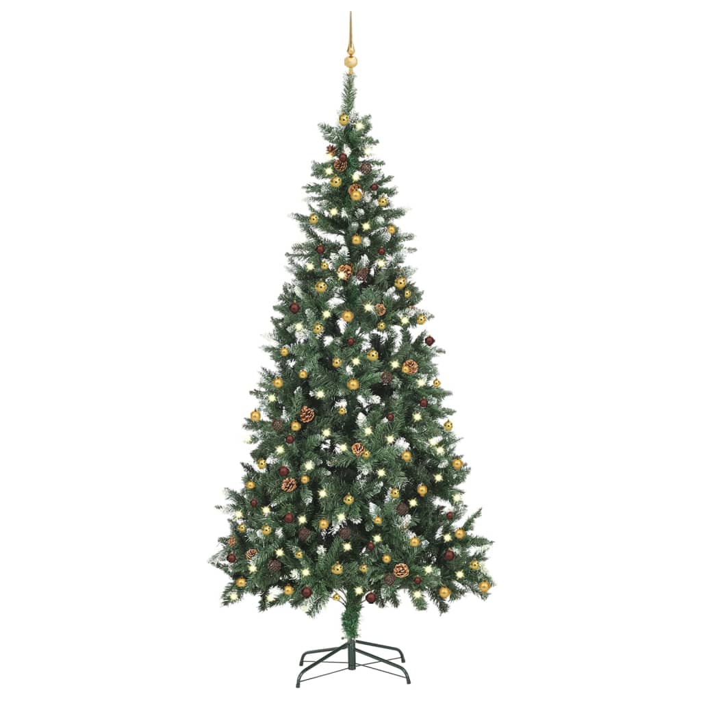 Set Albero Natale Artificiale con LED e Palline 210 cm