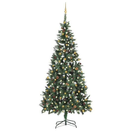 Set Albero Natale Artificiale con LED e Palline 210 cm