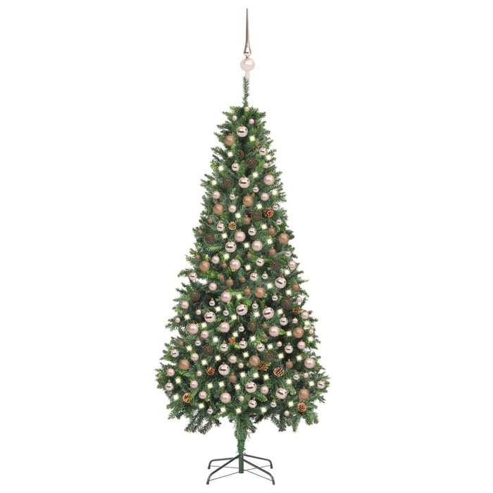 Set Albero Natale Artificiale con LED Palline e Pigne 210 cm cod mxl 27555