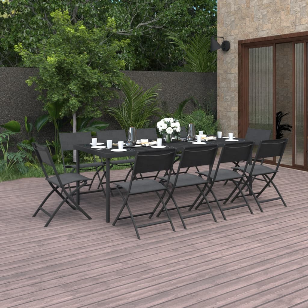 Set da Pranzo per Giardino 11 pz in Acciaio 3073508