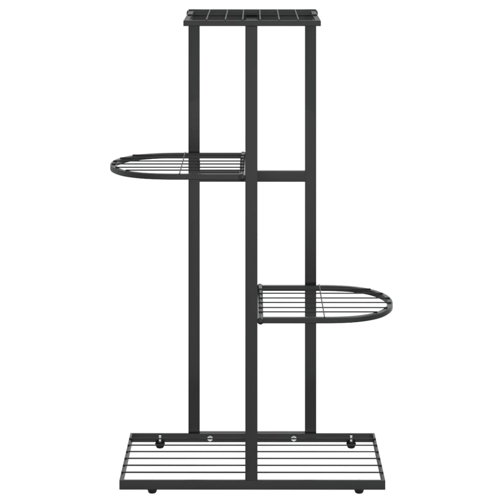 Piedistallo per Piante a 4 Piani 43x22x76 cm in Metallo Nero 336108