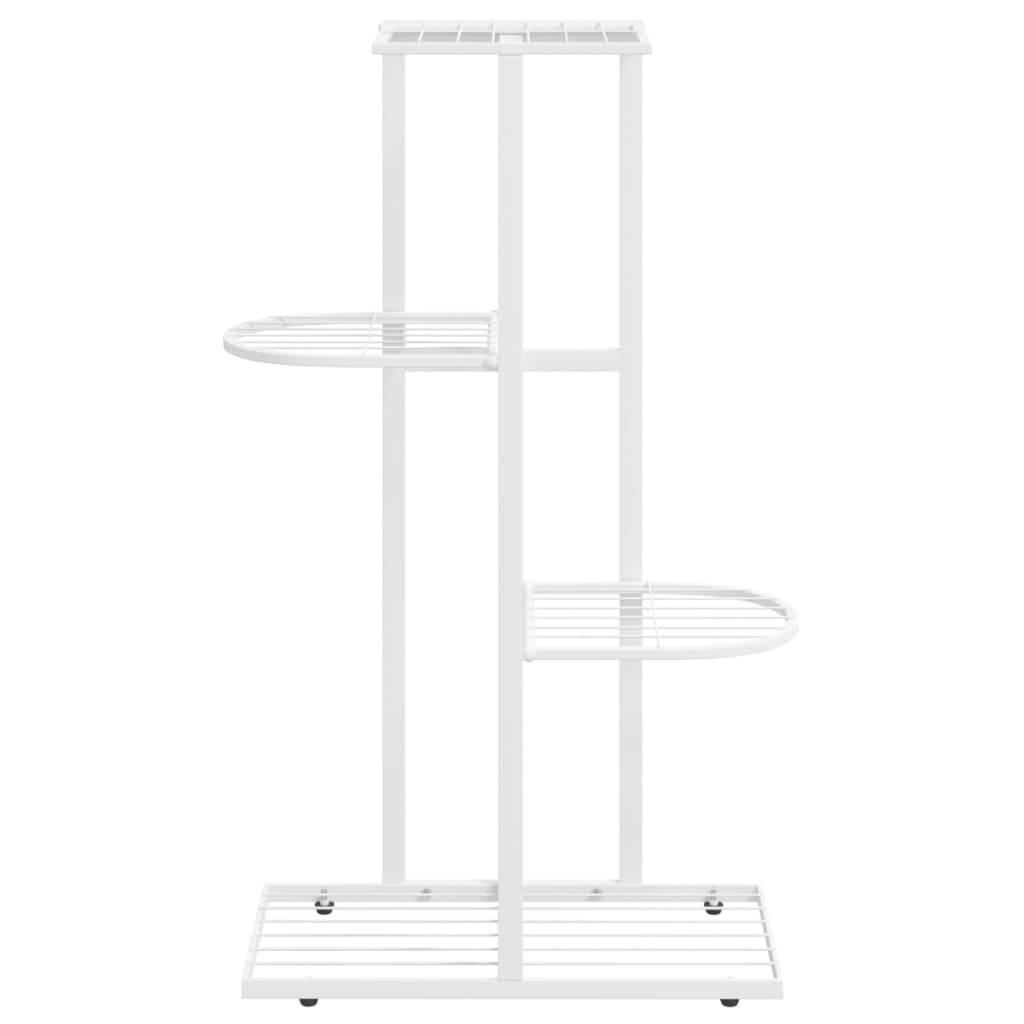 Piedistallo per Piante a 4 Piani 43x22x76 cm in Metallo Bianco 336109