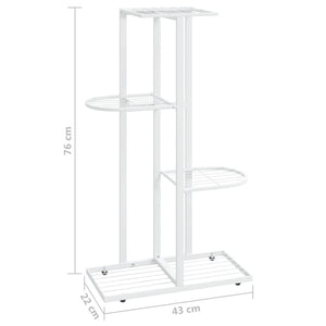 Piedistallo per Piante a 4 Piani 43x22x76 cm in Metallo Bianco 336109