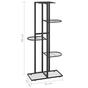 Piedistallo per Piante a 5 Piani 43x22x98 cm in Metallo Nero 336110