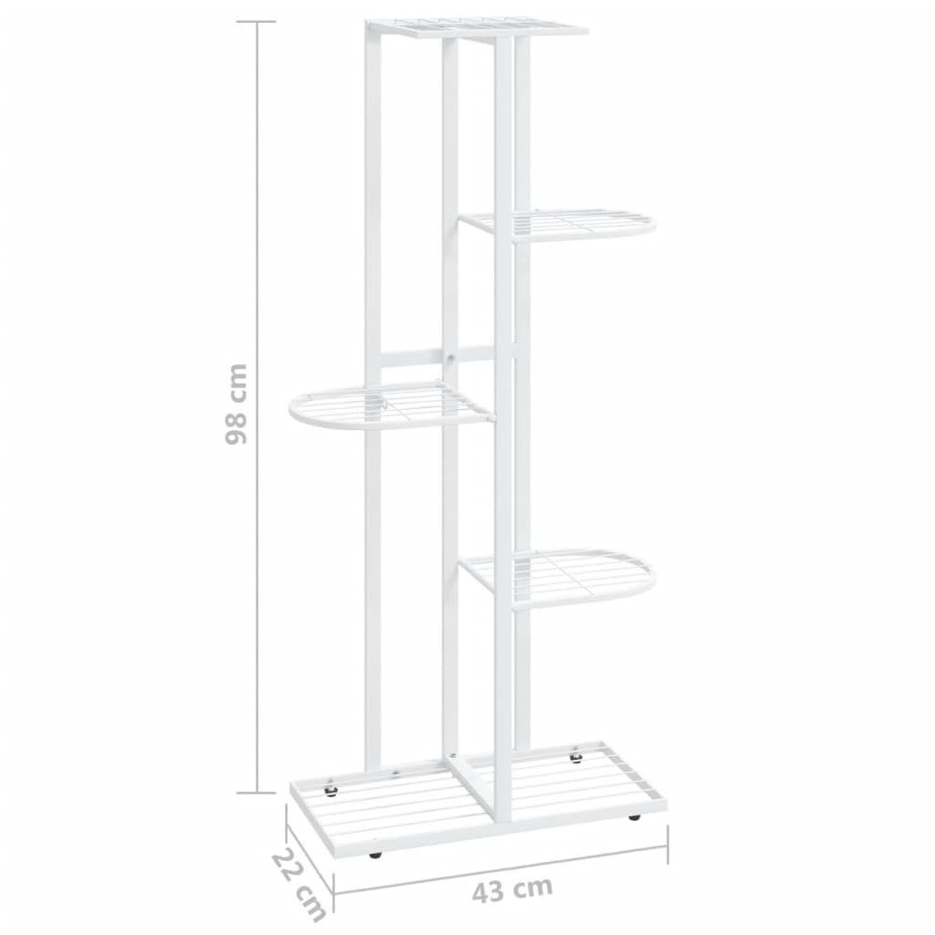 Piedistallo per Piante a 5 Piani 43x22x98 cm in Metallo Bianco 336111