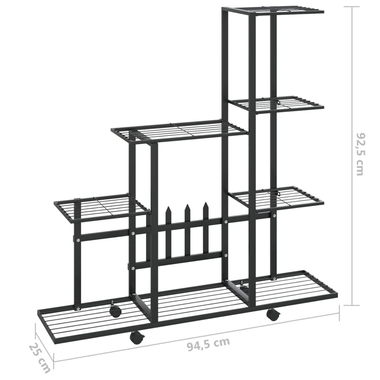 Portapiante con Ruote 94,5x25x92,5 cm Nero in Metallo 336114