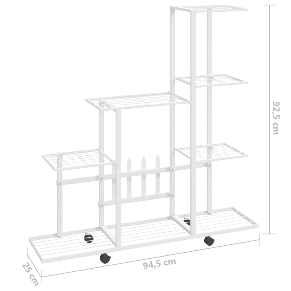 Portapiante con Ruote 94,5x25x92,5 cm Bianco in Metallo cod mxl 63117