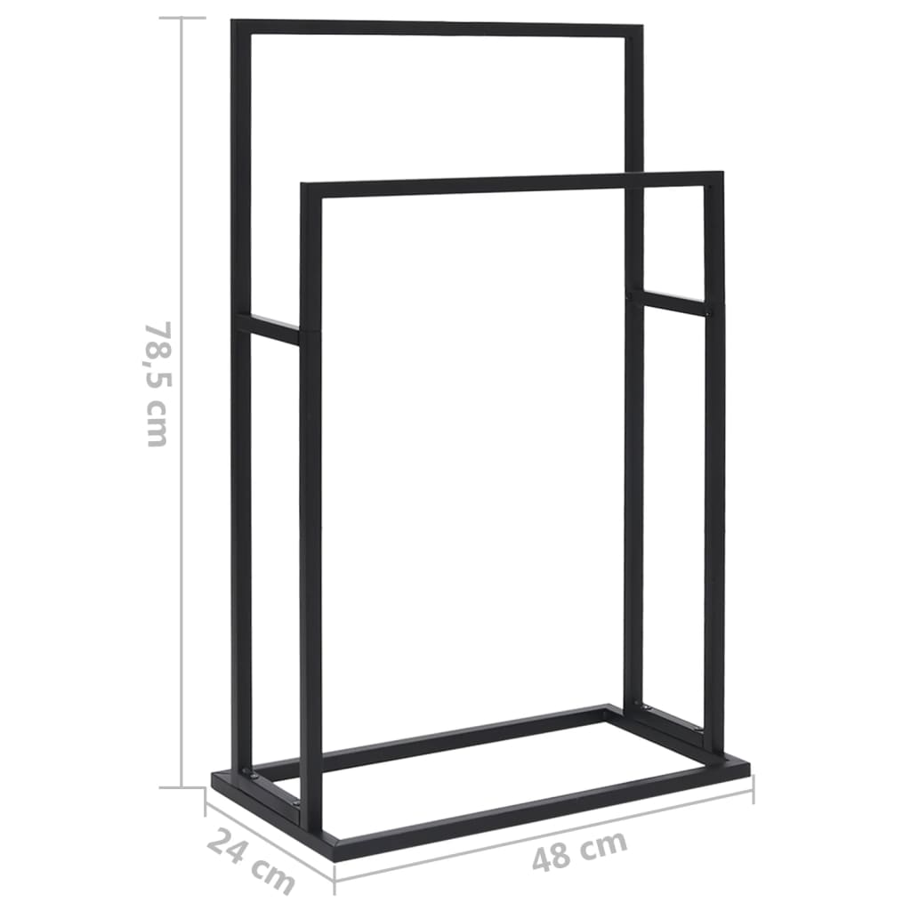 Portasciugamani Autoportante Nero 48x24x78,5 cm in Ferro 336127