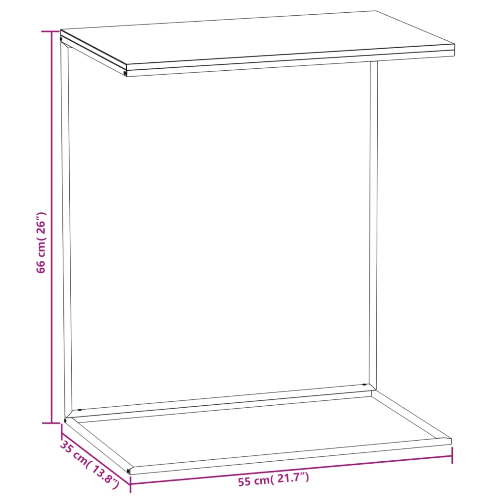 Tavolino da Salotto Nero 55x35x66 cm in Legno Multistrato 336132