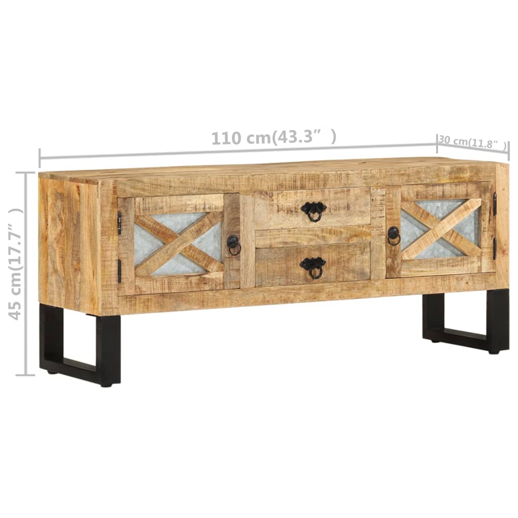 Mobile Porta TV 110x30x45 cm in Legno Massello di Mango Grezzo cod mxl 53104