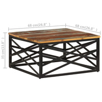 Tavolino da Salotto 68x68x35 cm in Legno Massello di Recupero cod 10610