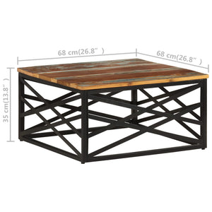 Tavolino da Salotto 68x68x35 cm in Legno Massello di Recupero cod 10610