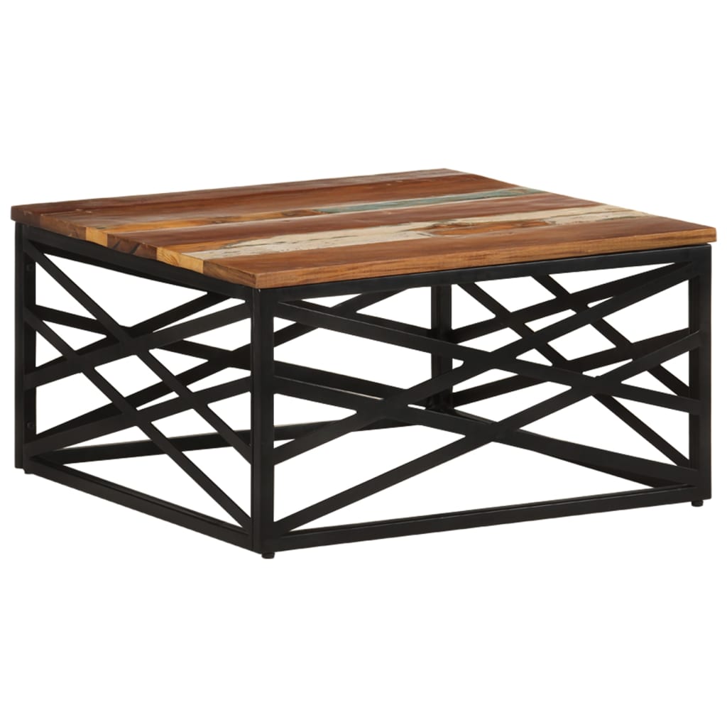 Tavolino da Salotto 68x68x35 cm in Legno Massello di Recupero cod 10610