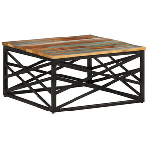 Tavolino da Salotto 68x68x35 cm in Legno Massello di Recupero cod 10610