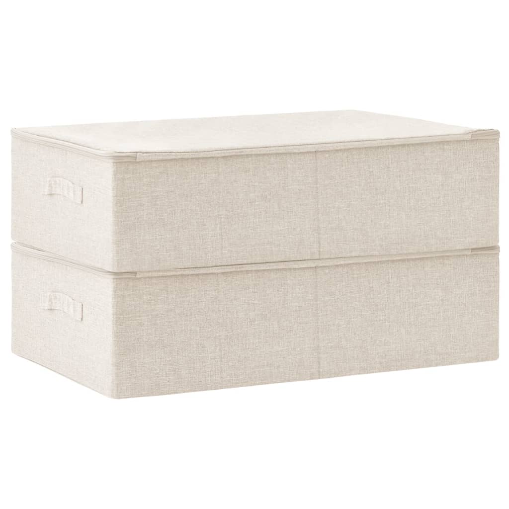 Scatole Portaoggetti 2pz in Tessuto 70x40x18 cm Crema 332908