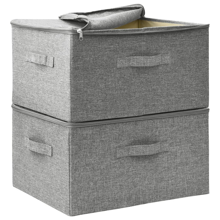 Scatole Portaoggetti 2 pz in Tessuto 43x34x23 cm Grigio