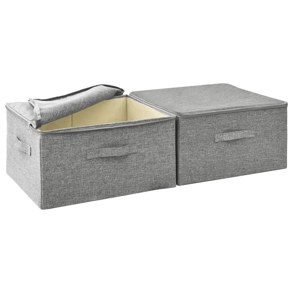 Scatole Portaoggetti 2 pz in Tessuto 43x34x23 cm Grigio