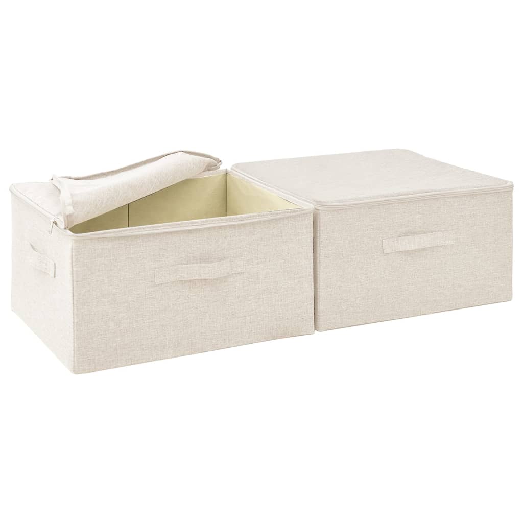 Scatole Portaoggetti 2 pz in Tessuto 43x34x23 cm Crema