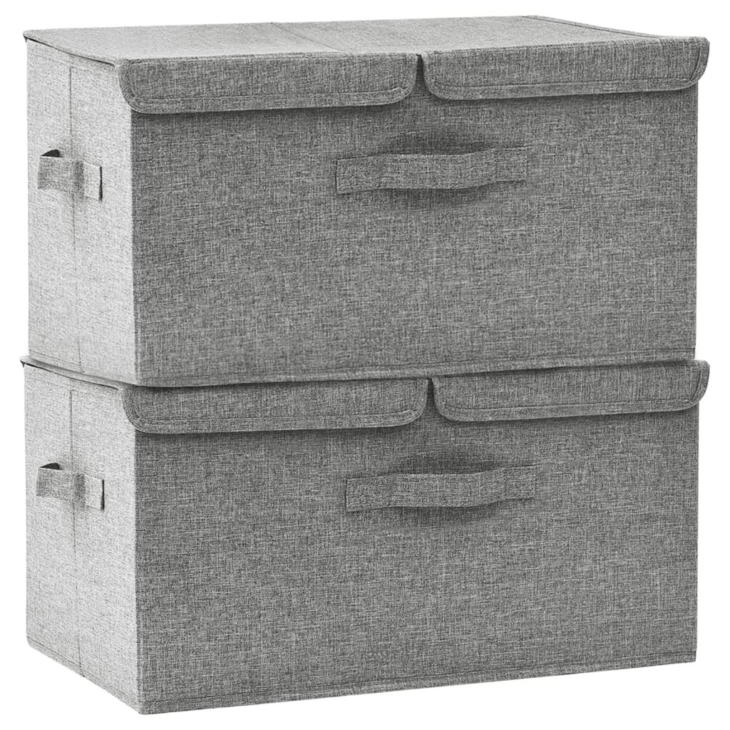 Scatole Portaoggetti 2pz in Tessuto 50x30x25 cm Grigio 332915