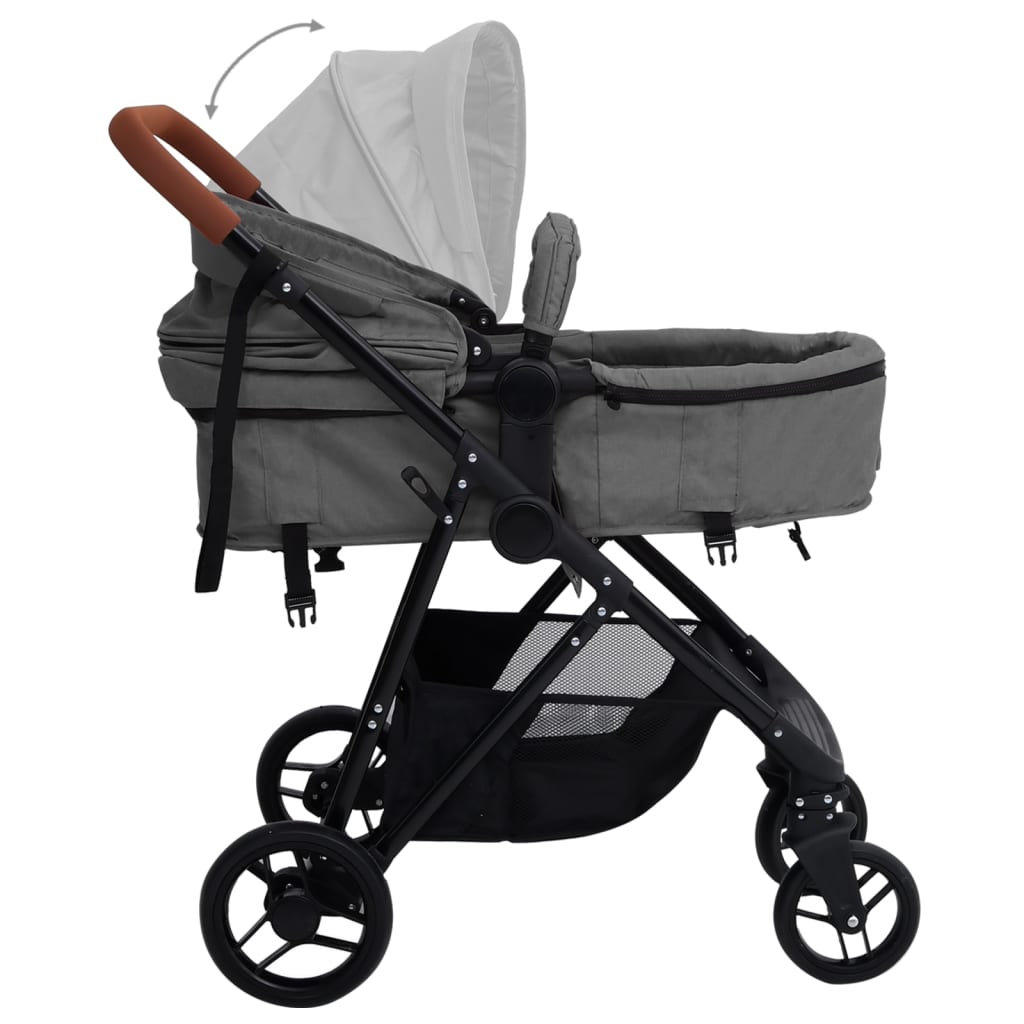 Passeggino 3 in 1 Grigio Chiaro e Nero in Acciaio cod mxl 74222