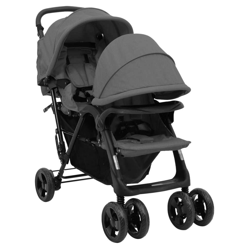 Passeggino Gemellare a Tandem Grigio Scuro in Acciaiocod mxl 94917