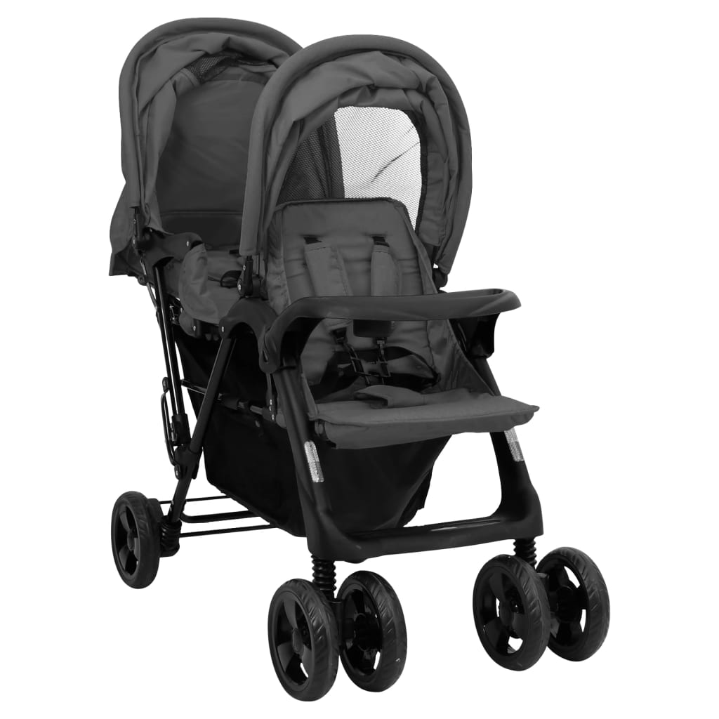 Passeggino Gemellare a Tandem Grigio Scuro in Acciaiocod mxl 94917