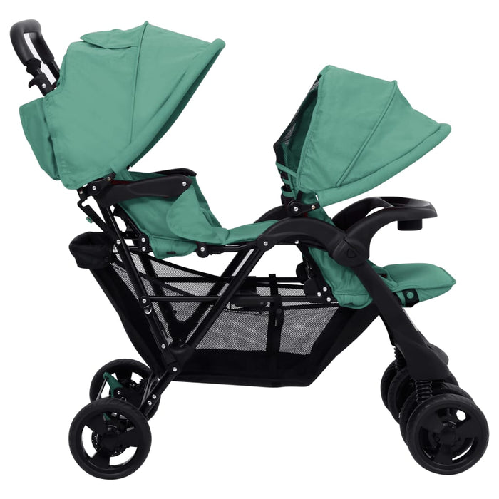 Passeggino Gemellare a Tandem Verde in Acciaio cod mxl 76638