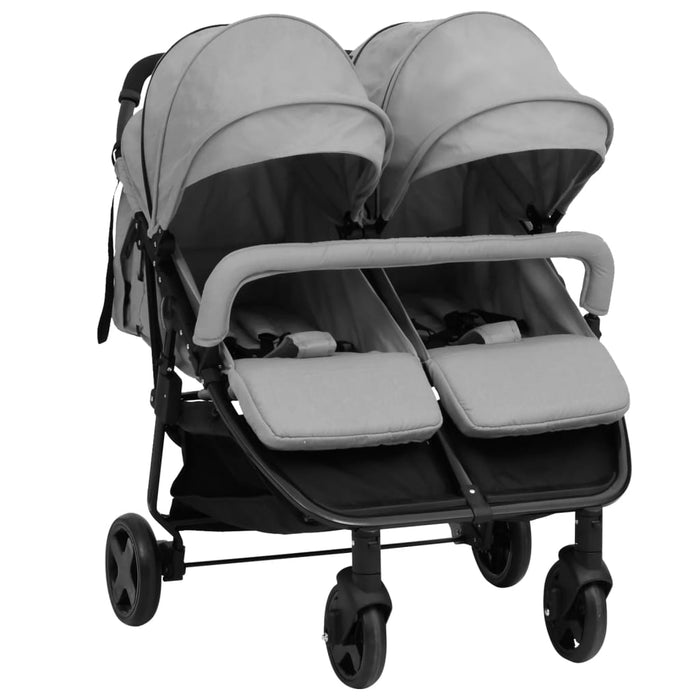 Passeggino Gemellare Grigio Chiaro e Nero in Acciaio cod mxl 77492