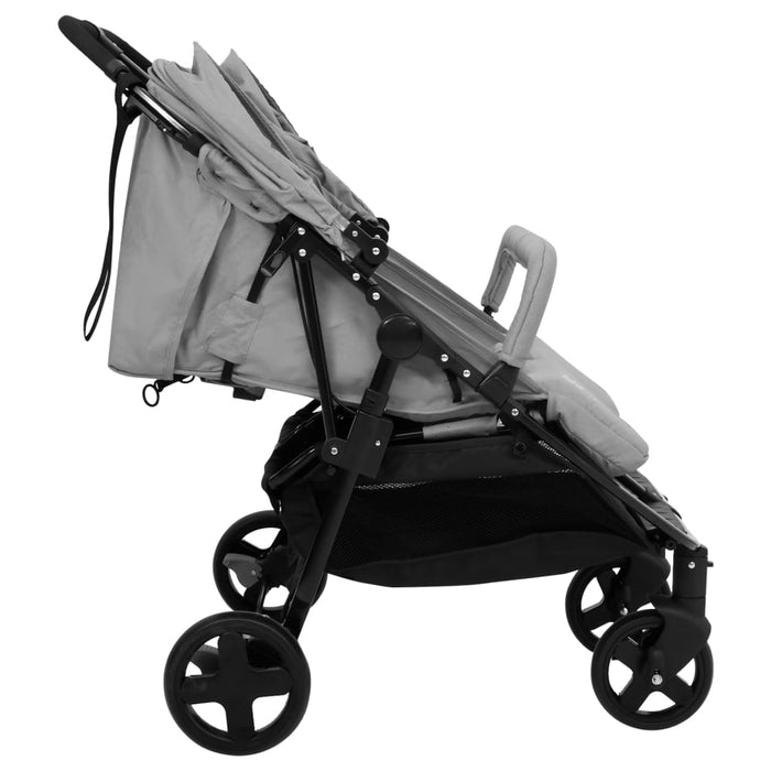 Passeggino Gemellare Grigio Chiaro e Nero in Acciaio cod mxl 77492