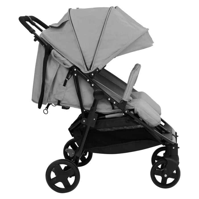 Passeggino Gemellare Grigio Chiaro e Nero in Acciaio cod mxl 77492