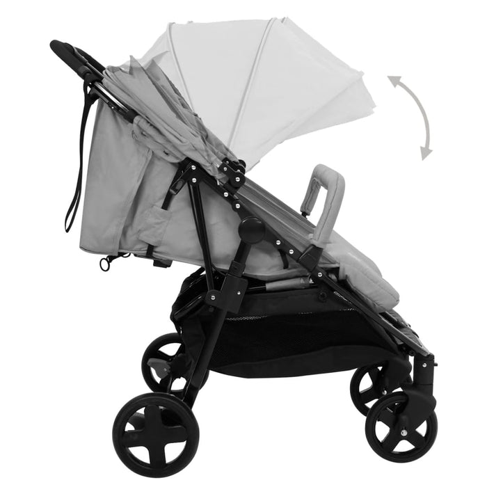 Passeggino Gemellare Grigio Chiaro e Nero in Acciaio cod mxl 77492