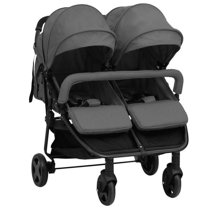 Passeggino Gemellare Grigio Scuro e Nero in Acciaiocod mxl 110127