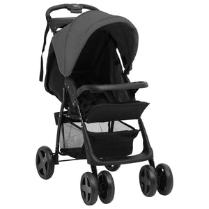 Passeggino 2 in 1 Grigio Scuro e Nero in Acciaio 10384