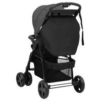 Passeggino 2 in 1 Grigio Scuro e Nero in Acciaio 10384