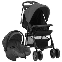 Passeggino 3 in 1 Grigio Scuro e Nero in Acciaio cod mxl 77491