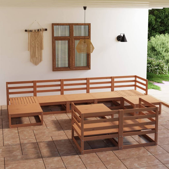 Set Divani da Giardino 10 pz Marrone Miele in Massello di Pino 3078142