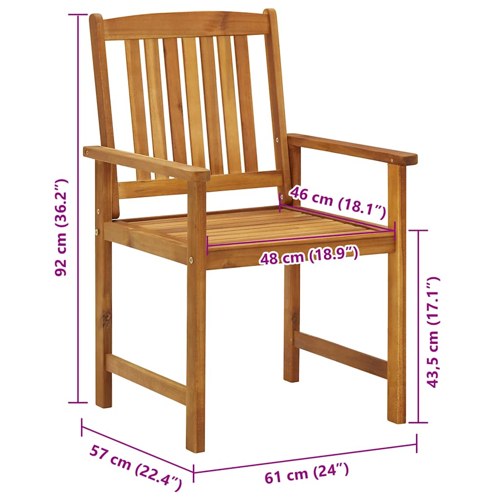 Sedie da Giardino con Cuscini 8 pz in Legno Massello di Acacia 3078173