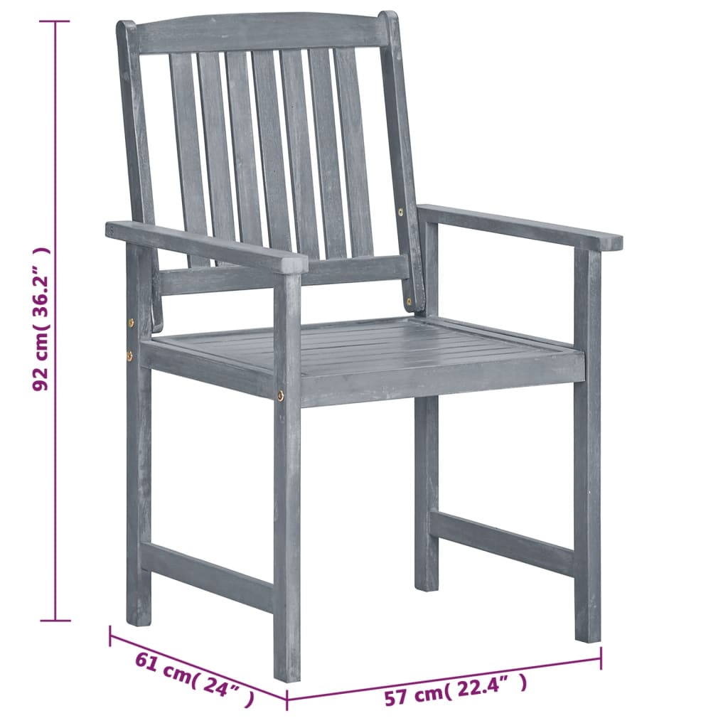 Sedie da Giardino 8 pz in Legno Massello di Acacia Grigio