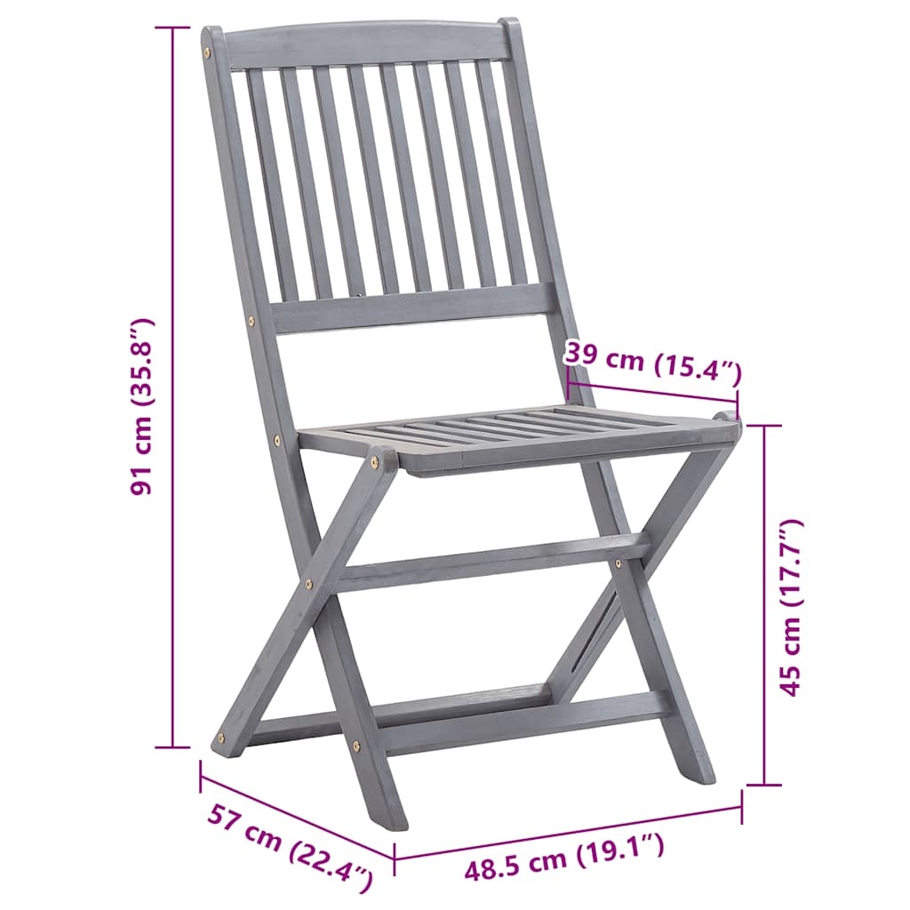 Sedie da Giardino Pieghevoli 8 pz con Cuscini Massello Acacia 3078298