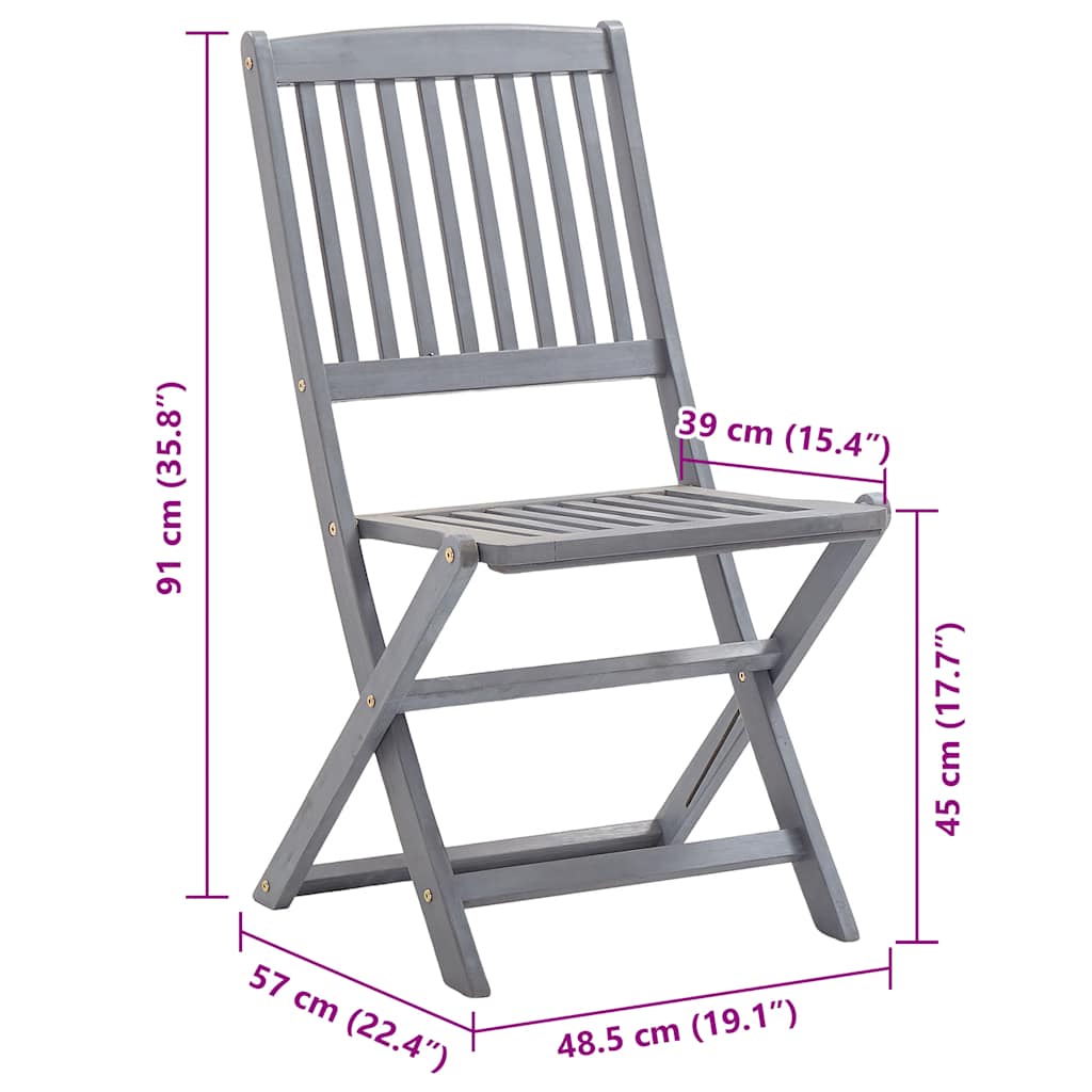 Sedie da Giardino Pieghevoli 8 pz con Cuscini Massello Acacia 3078299