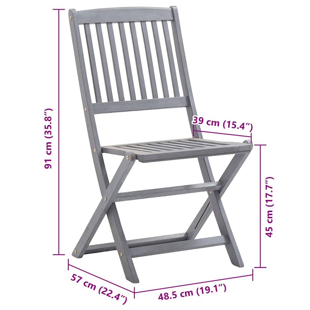 Sedie da Giardino Pieghevoli 8 pz con Cuscini Massello Acacia 3078301