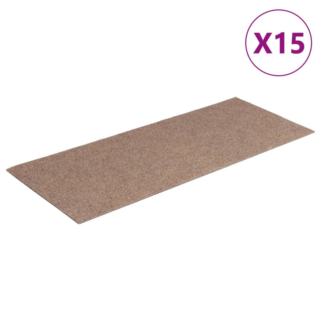 Tappeti Adesivi Rettangolari per Scale 15 pz 60x25 cm Nocciola 326912