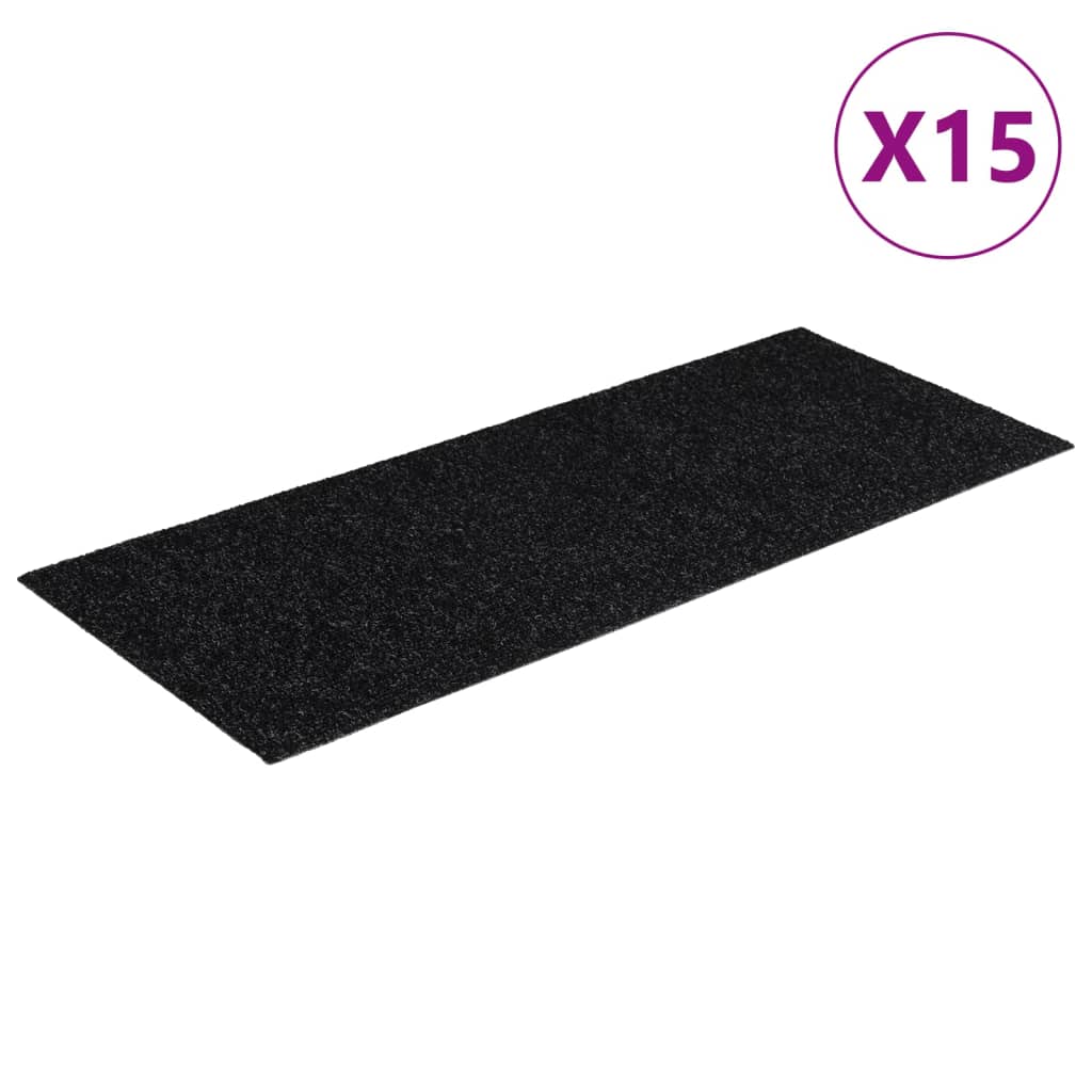 Tappeti Adesivi Rettangolari per Scale 15 pz 60x25 cm Neri cod mxl 70158