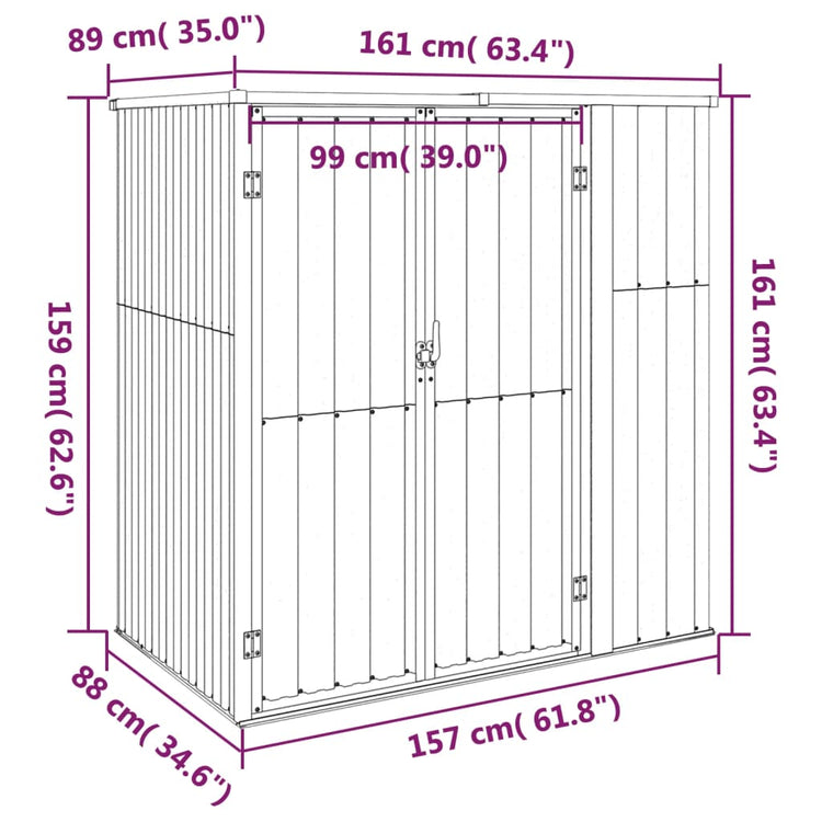 Capanno per Attrezzi Grigio 161x89x161 cm in Acciaio Zincato 316210