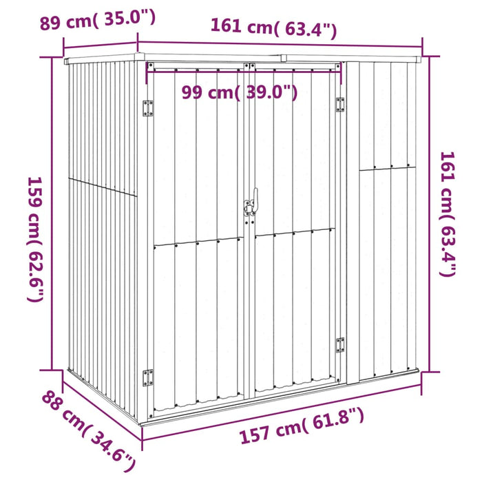 Capanno per Attrezzi Antracite 161x89x161 cm Acciaio Zincato