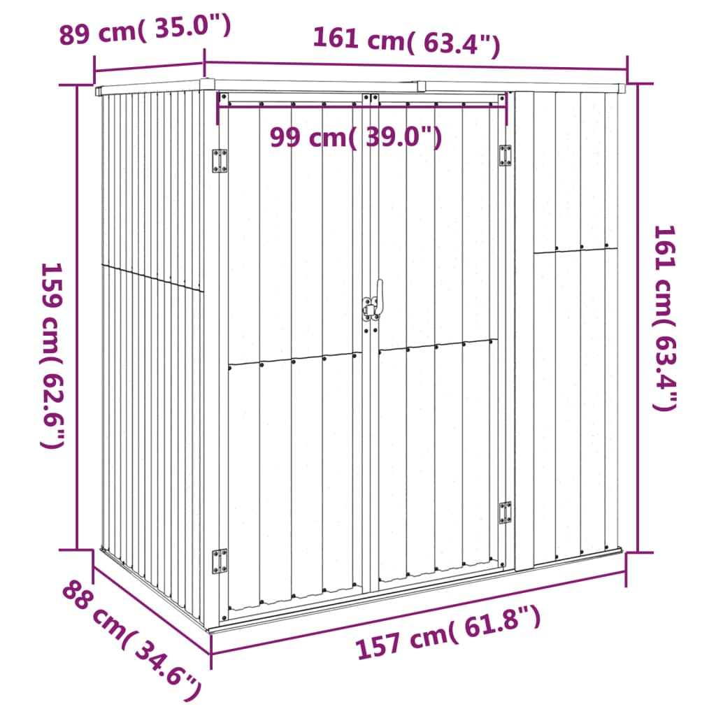 Capanno per Attrezzi Antracite 161x89x161 cm Acciaio Zincato 316211