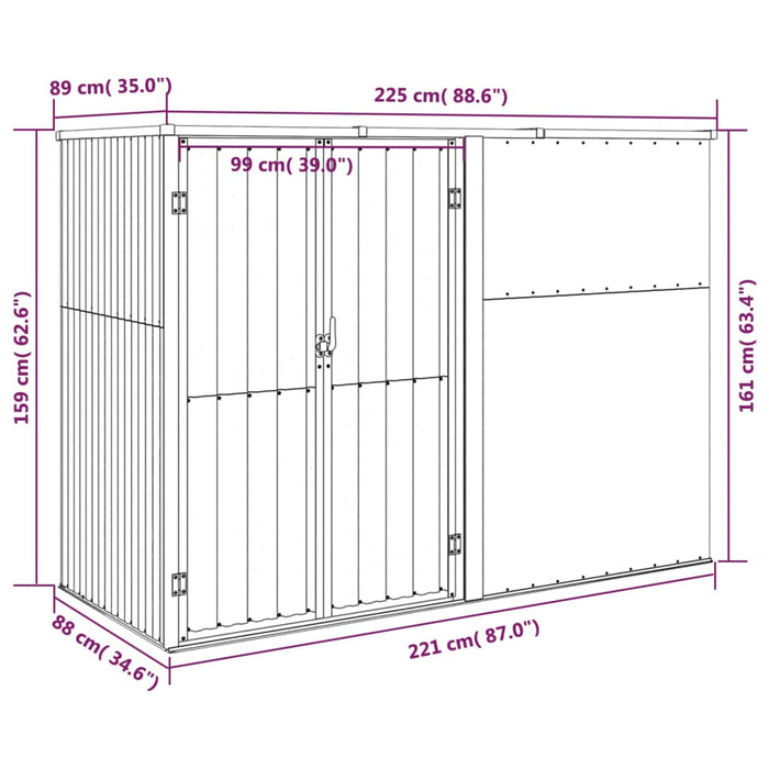 Capanno per Attrezzi Verde 225x89x161 cm Acciaio Zincato cod mxl 65813