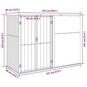 Capanno per Attrezzi Marrone 225x89x161 cm Acciaio Zincato