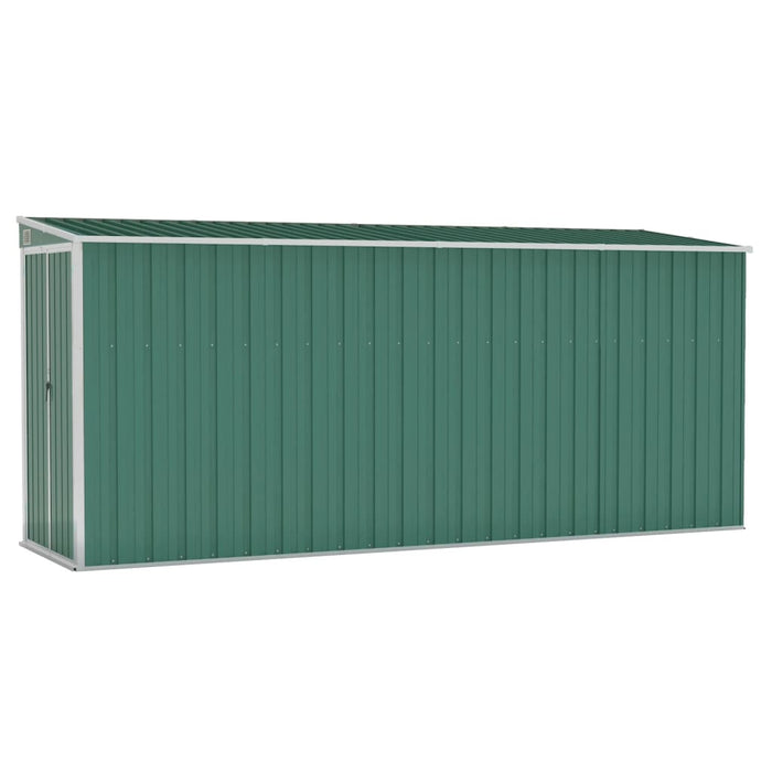 Capanno Giardino a Parete Verde 118x382x178 cm Acciaio Zincato 316229