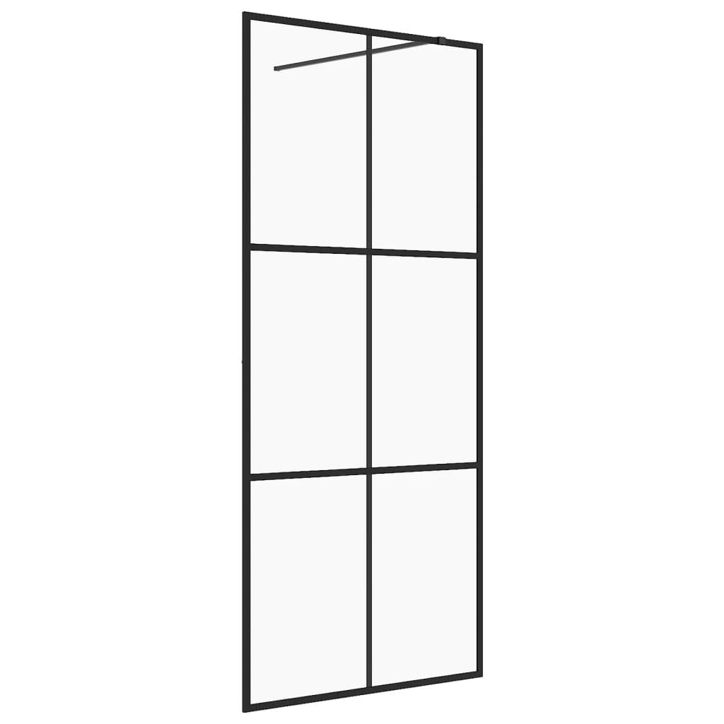 Parete Doccia Walk-in in Vetro Trasparente ESG Nera 80x195 cm cod mxl 48378